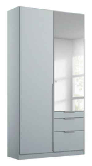 Rauch Alabama Silk Grey 2 Door 3 Drawer Combi Wardrobe With 1 Mirror Front 91cm