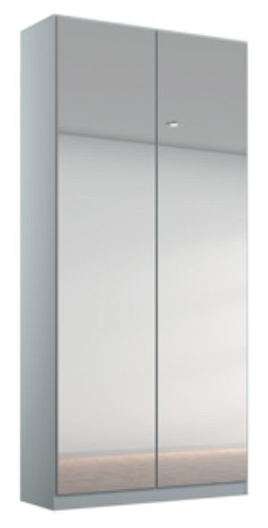 Rauch Alabama Silk Grey 2 Door Wardrobe With Mirror Front 91cm