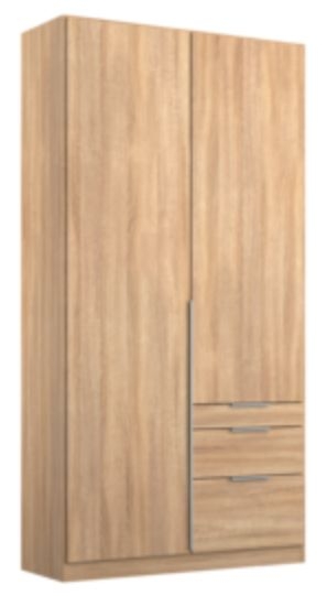 Rauch Alabama Sonoma Oak 2 Door 3 Drawer Combi Wardrobe 91cm