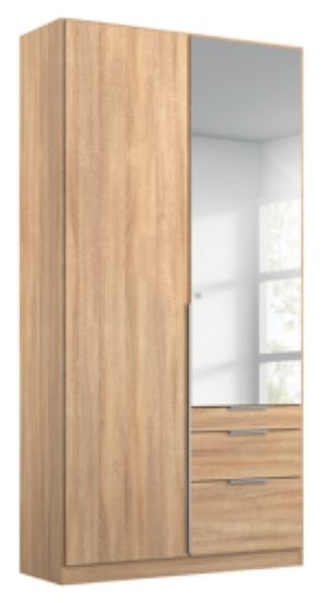 Rauch Alabama Sonoma Oak 2 Door 3 Drawer Combi Wardrobe With 1 Mirror Front 91cm