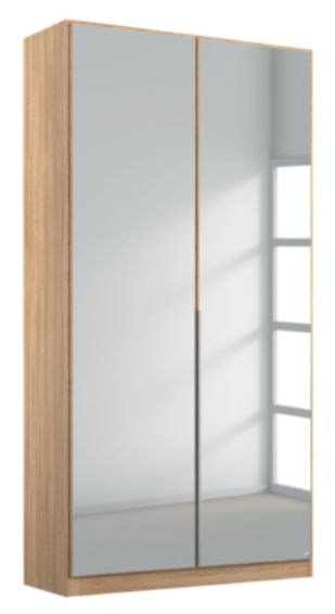 Rauch Alabama Sonoma Oak 2 Door Wardrobe With Mirror Front 91cm