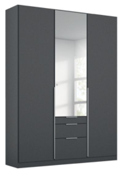 Rauch Alabama Metallic Grey 3 Door 3 Drawer Combi Wardrobe With 1 Mirror Front 136cm