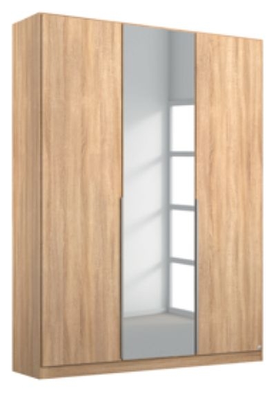 Rauch Alabama Sonoma Oak 3 Door Wardrobe With 1 Mirror Front 136cm