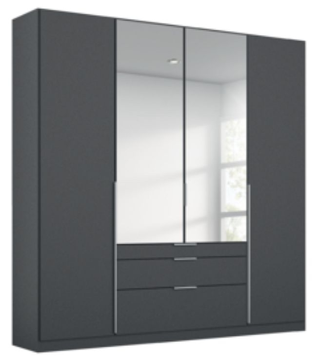 Rauch Alabama Metallic Grey 4 Door 3 Drawer Combi Wardrobe With 1 Mirror Front 181cm