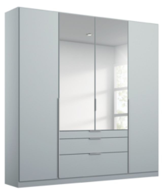Rauch Alabama Silk Grey 4 Door 3 Drawer Combi Wardrobe With 1 Mirror Front 181cm