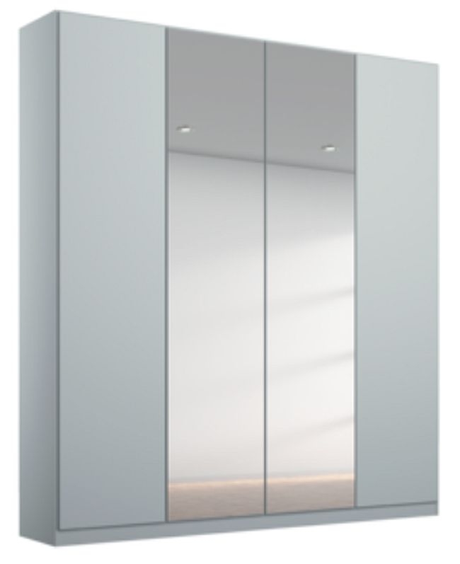 Rauch Alabama Silk Grey 4 Door Wardrobe With 2 Mirror Front 181cm