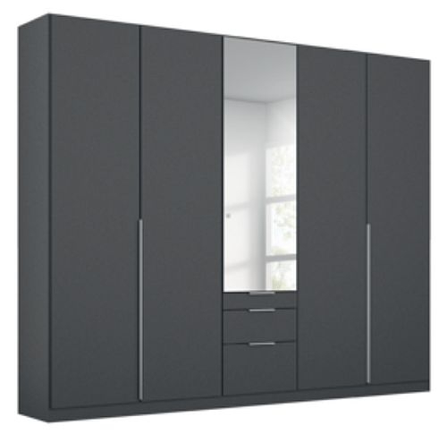 Rauch Alabama Metallic Grey 5 Door 3 Drawer Combi Wardrobe With 1 Mirror Front 226cm