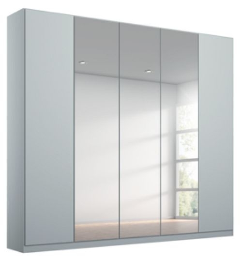 Rauch Alabama Silk Grey 5 Door Wardrobe With 3 Mirror Front 226cm