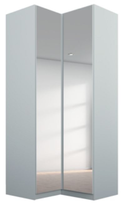 Rauch Alabama Silk Grey 2 Door Corner Wardrobe With Mirror Front 100cm