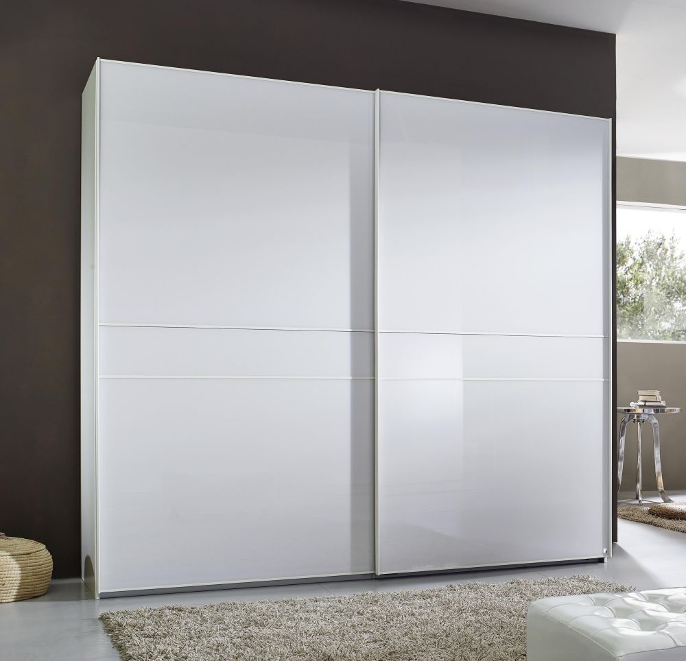 White store glass wardrobes