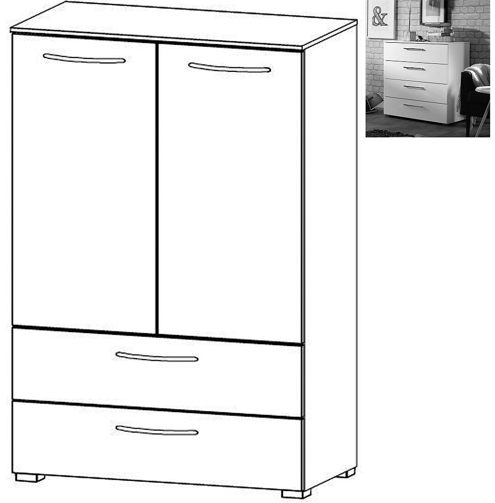 Rauch Aldono 2 Door 2 Drawer Chest In Alpine White With High Gloss White