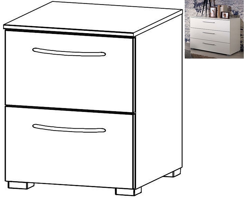 Rauch Aldono 2 Drawer Bedside Cabinet In Alpine White With High Gloss White W 40cm