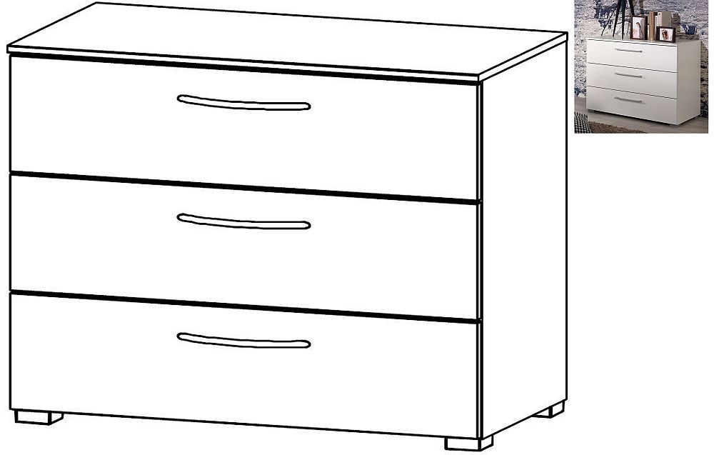 Rauch Aldono 3 Drawer Chest In Alpine White With High Gloss White