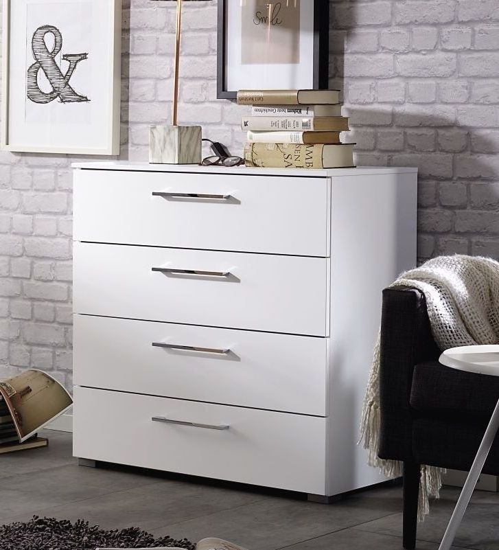 Rauch Aldono 4 Drawer Chest In Alpine White With High Gloss White W 80cm