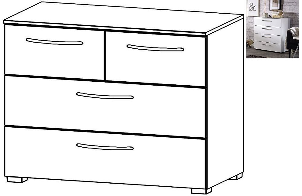 Rauch Aldono 4 Drawer Chest In Alpine White With High Gloss White