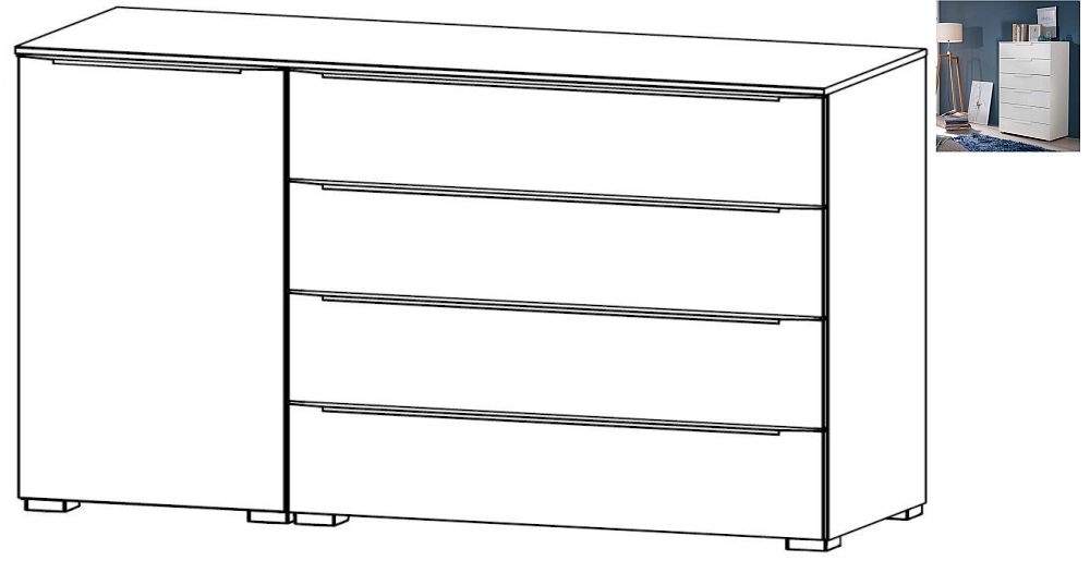 Rauch Aldono Deluxe 1 Left Door 4 Drawer Chest In Alpine White