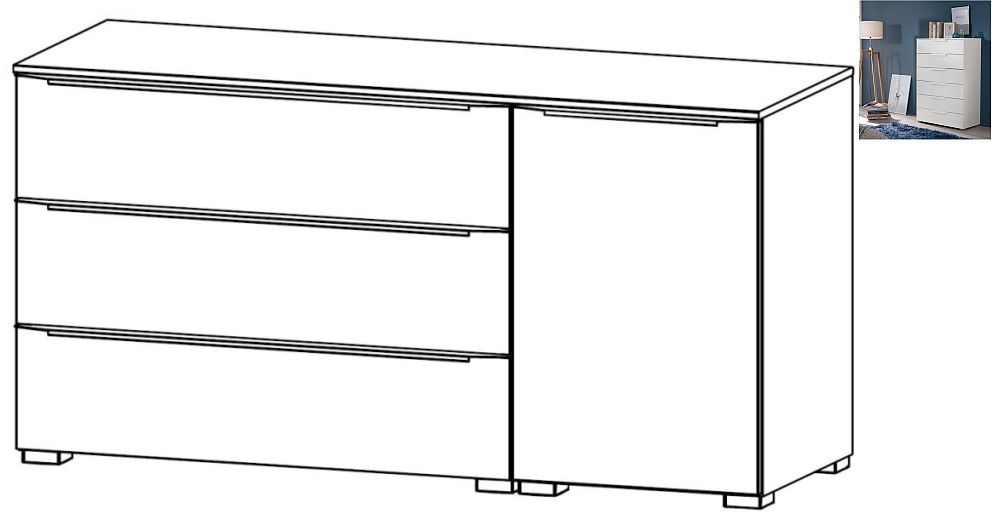 Rauch Aldono Deluxe 1 Right Door 3 Drawer Chest In Alpine White