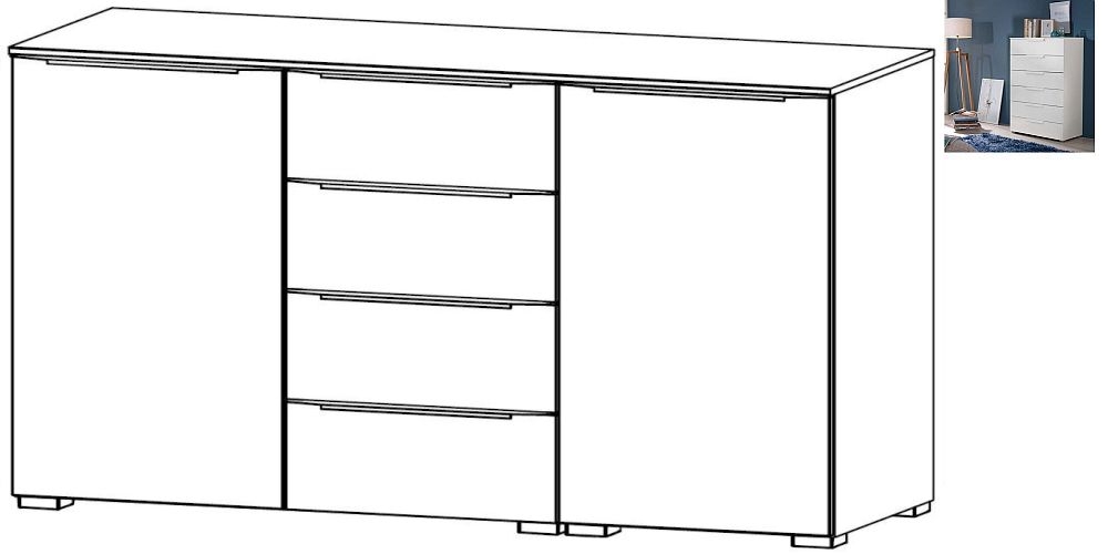 Rauch Aldono Deluxe 2 Door 4 Drawer Chest In Alpine White