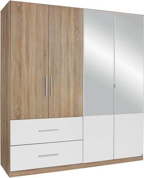 Rauch Alvor 4 Door Combi Wardrobe In Oak And White W 181cm