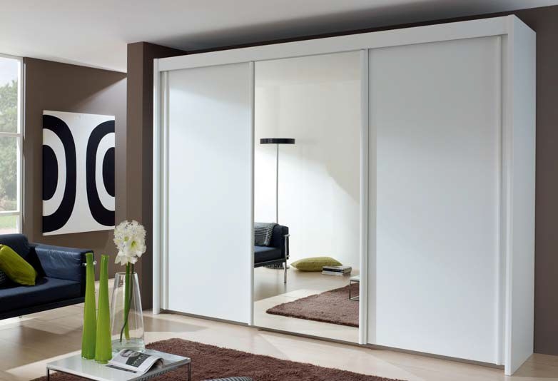 Rauch Amalfi 3 Door Mirror Sliding Wardrobe In White W 300cm