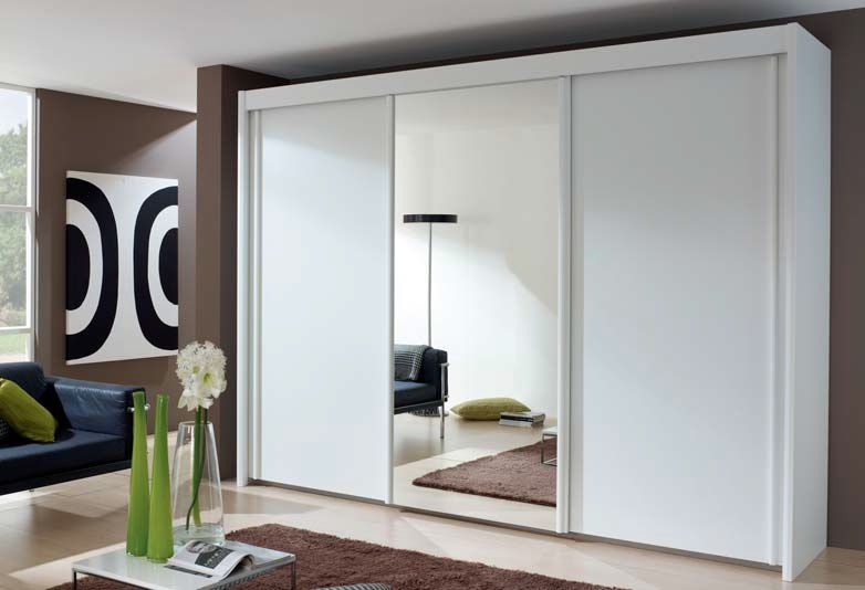 Rauch Amalfi Mirror Sliding Wardrobe With Carcase Color Handle Strip