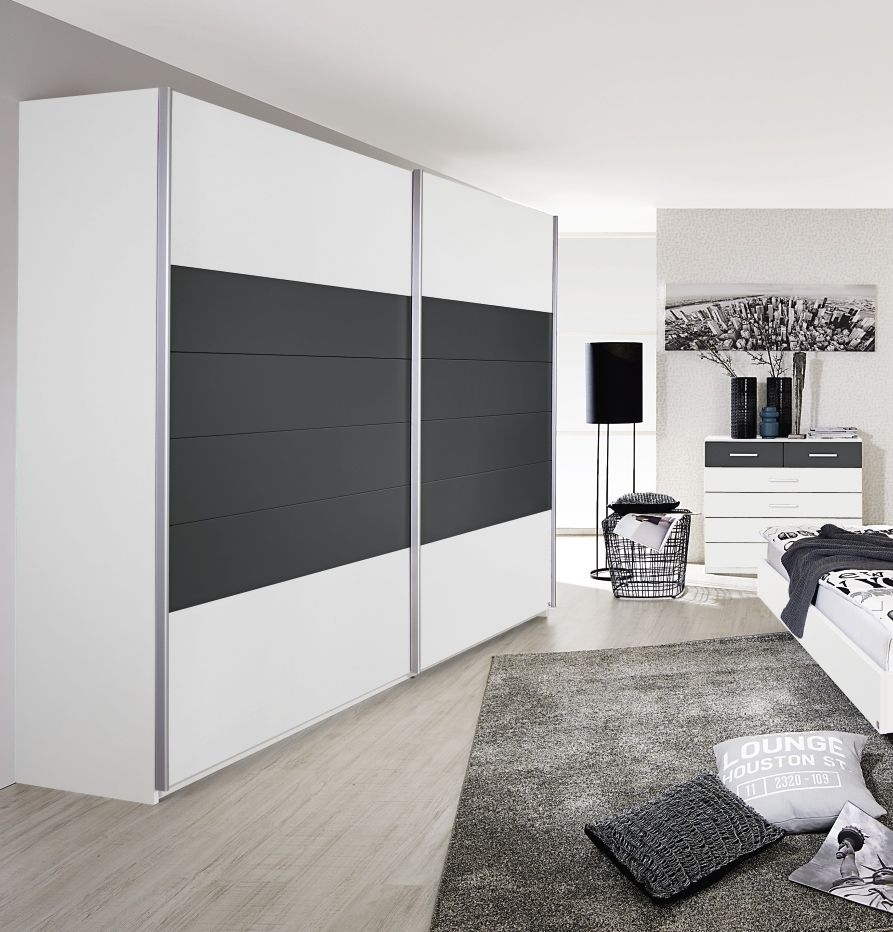 Rauch Barcelona 2 Door Sliding Wardrobe In White And Metallic Grey W 226cm