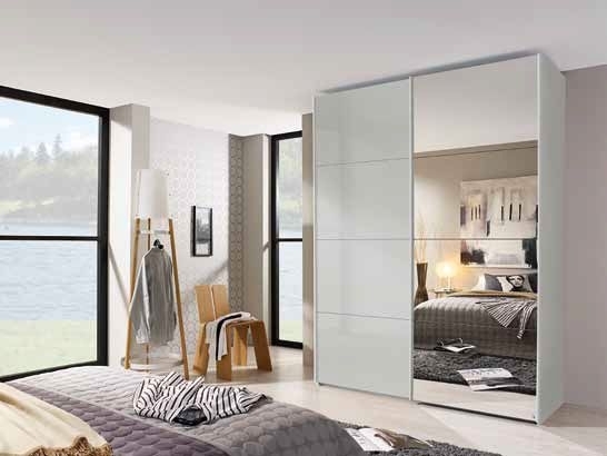 Rauch Beluga Extra 2 Door Sliding Wardrobe In High Gloss Silk Grey W 136cm