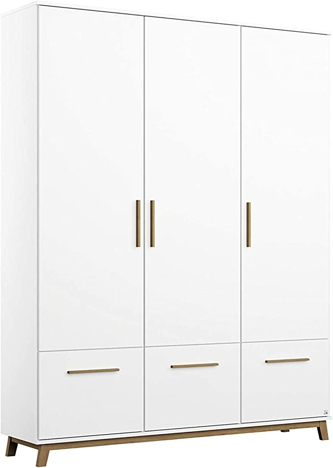 Rauch Carlsson Alpine White 3 Door 3 Drawer Combi Wardrobe 136cm