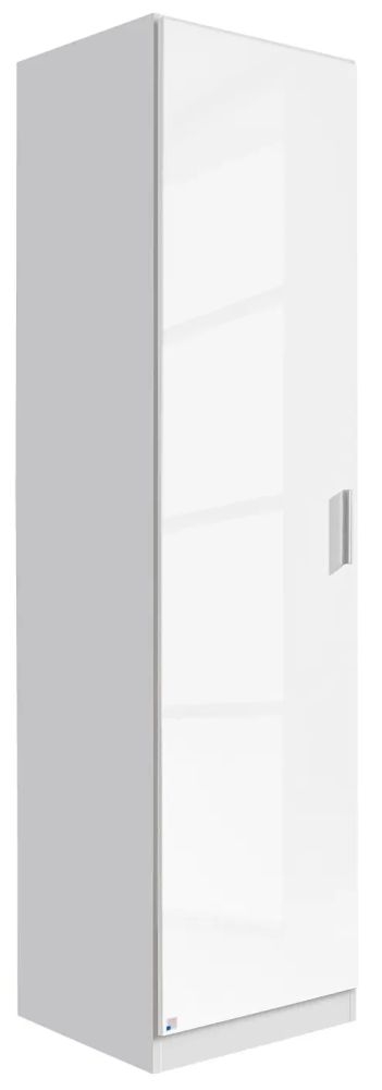 Rauch Celle 1 Door White Gloss Wardrobe Left Hand 47cm