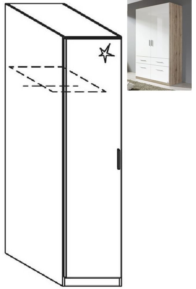 Rauch Celle 1 Left Door Wardrobe In Sanremo Oak Light And High Gloss White W 47cm