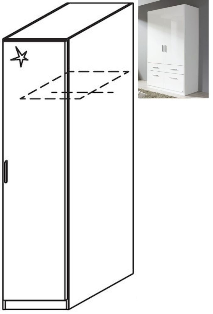 Rauch Celle 1 Right Door Wardrobe In Alpine White And High Gloss White W 47cm
