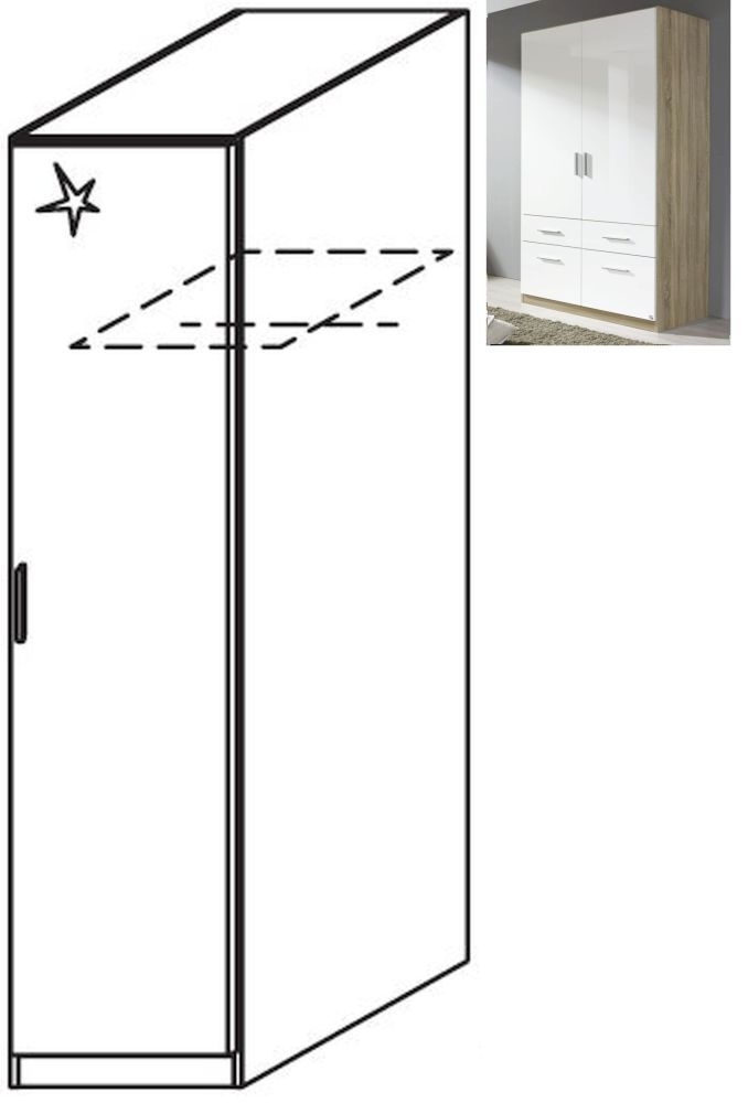 Rauch Celle 1 Right Door Wardrobe In Sonoma Oak And High Gloss White W 47cm