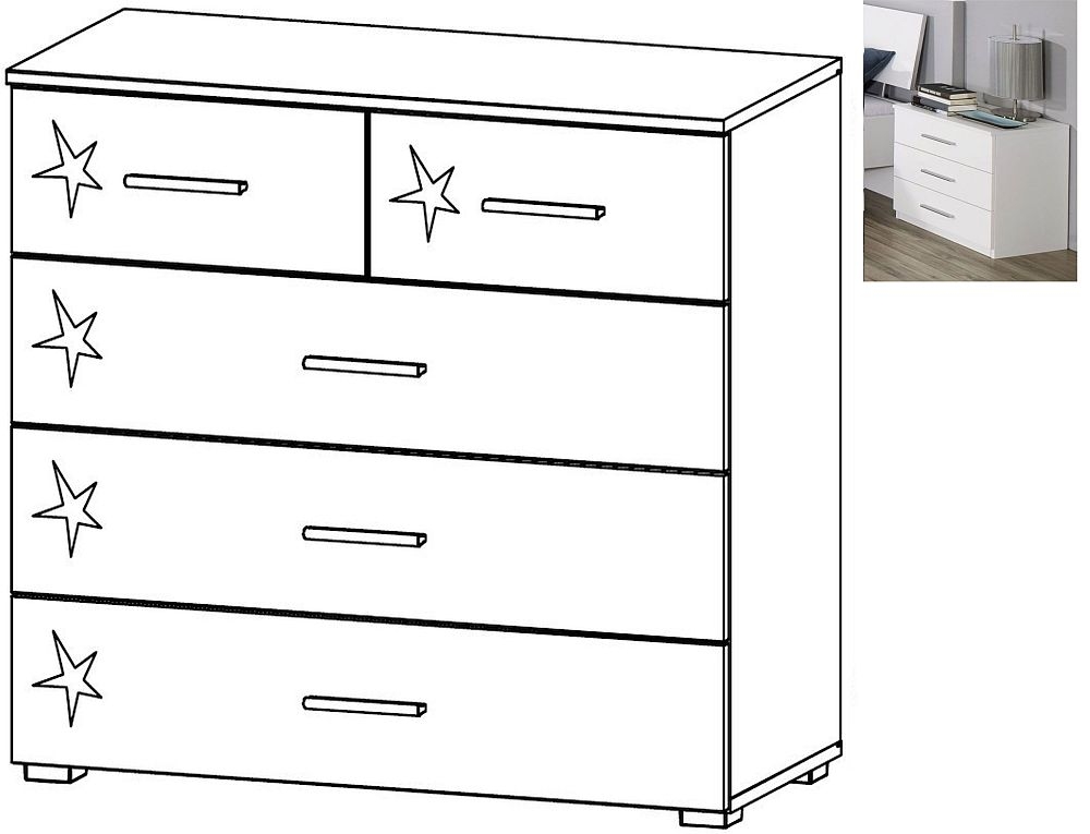 Rauch Celle 23 Drawer Chest In Alpine White And High Gloss White