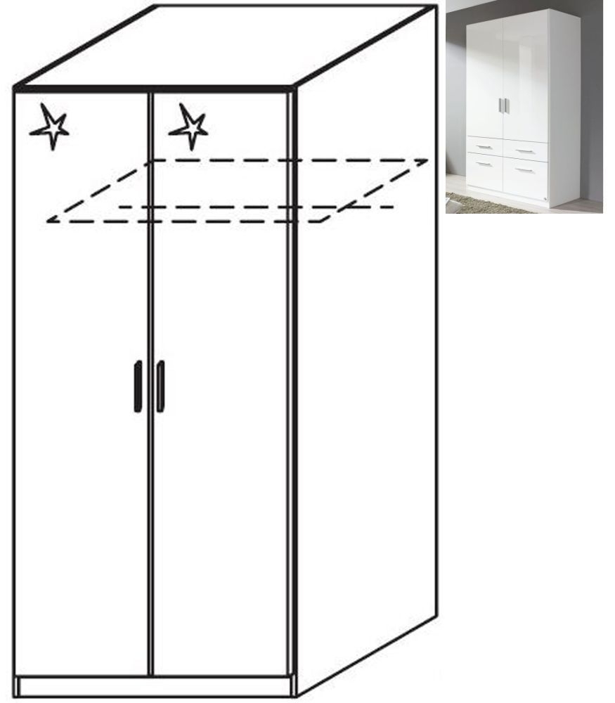 Rauch Celle 2 Door Wardrobe In Alpine White And High Gloss White W 91cm