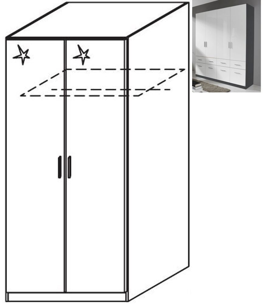 Rauch Celle 2 Door Wardrobe In Metallic Grey And High Gloss White W 91cm