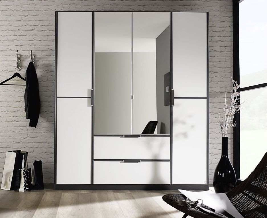 Rauch Essensa 4 Door Combi Wardrobe In Metallic Grey And White W 181cm