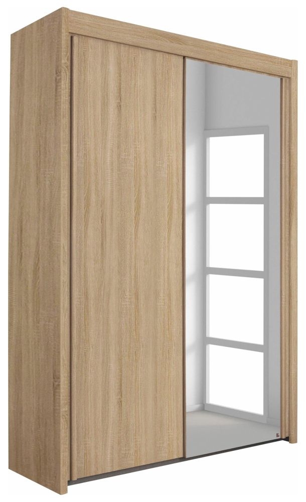 Rauch Imperial 2 Door 1 Mirror Sliding Wardrobe In Sonoma Oak 151cm