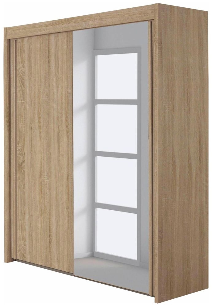 Rauch Imperial 2 Door 1 Mirror Sliding Wardrobe In Sonoma Oak 181cm