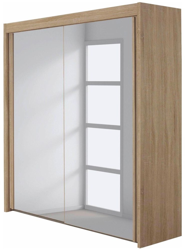 Rauch Imperial 2 Mirror Door Sliding Wardrobe In Sonoma Oak 181cm