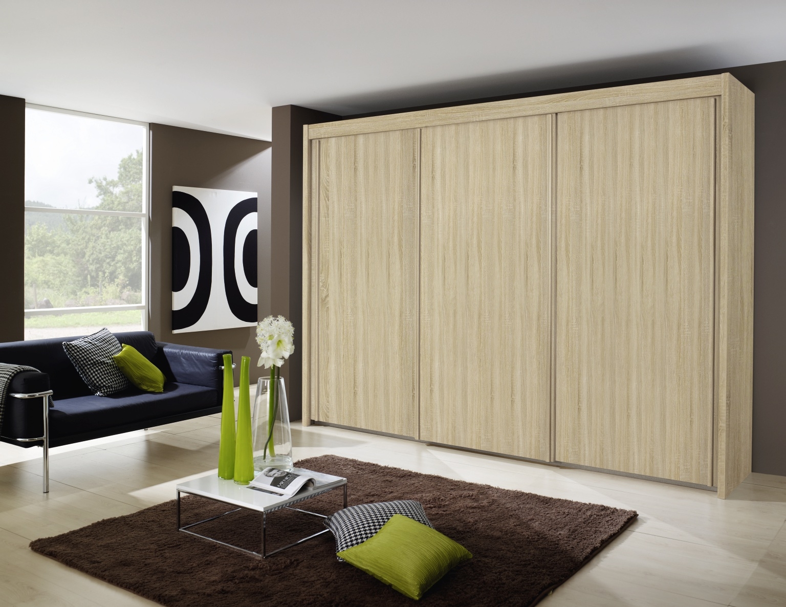 Rauch Imperial 3 Door Sliding Wardrobe in Sonoma Oak - W 300cm - CFS  Furniture UK