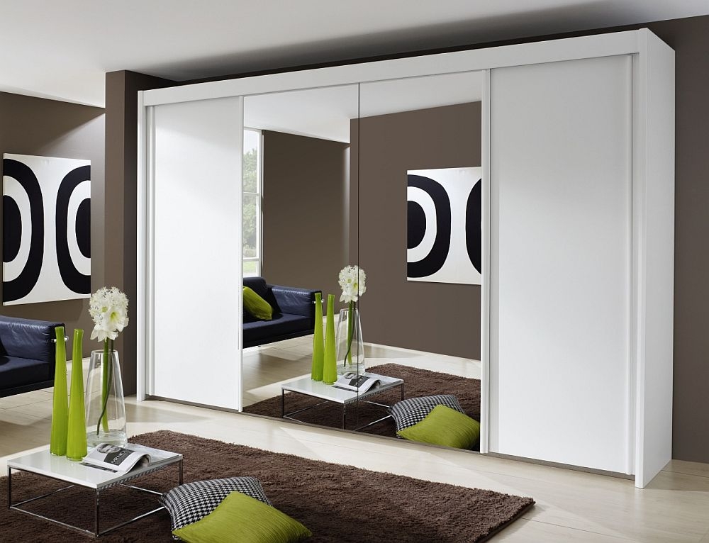 Rauch Imperial 4 Door Mirror Sliding Wardrobe In White W 350cm