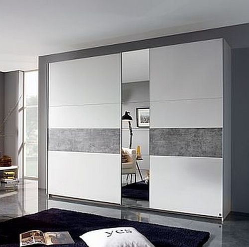 Rauch Korbach Alpine White And Stone Grey 2 Door Sliding Wardrobe 261cm 231227