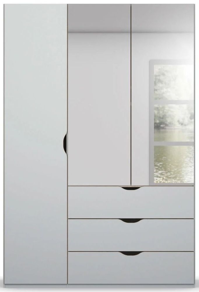 Rauch Lias 3 Door 2 Mirror Grey Combi Wardrobe 151cm