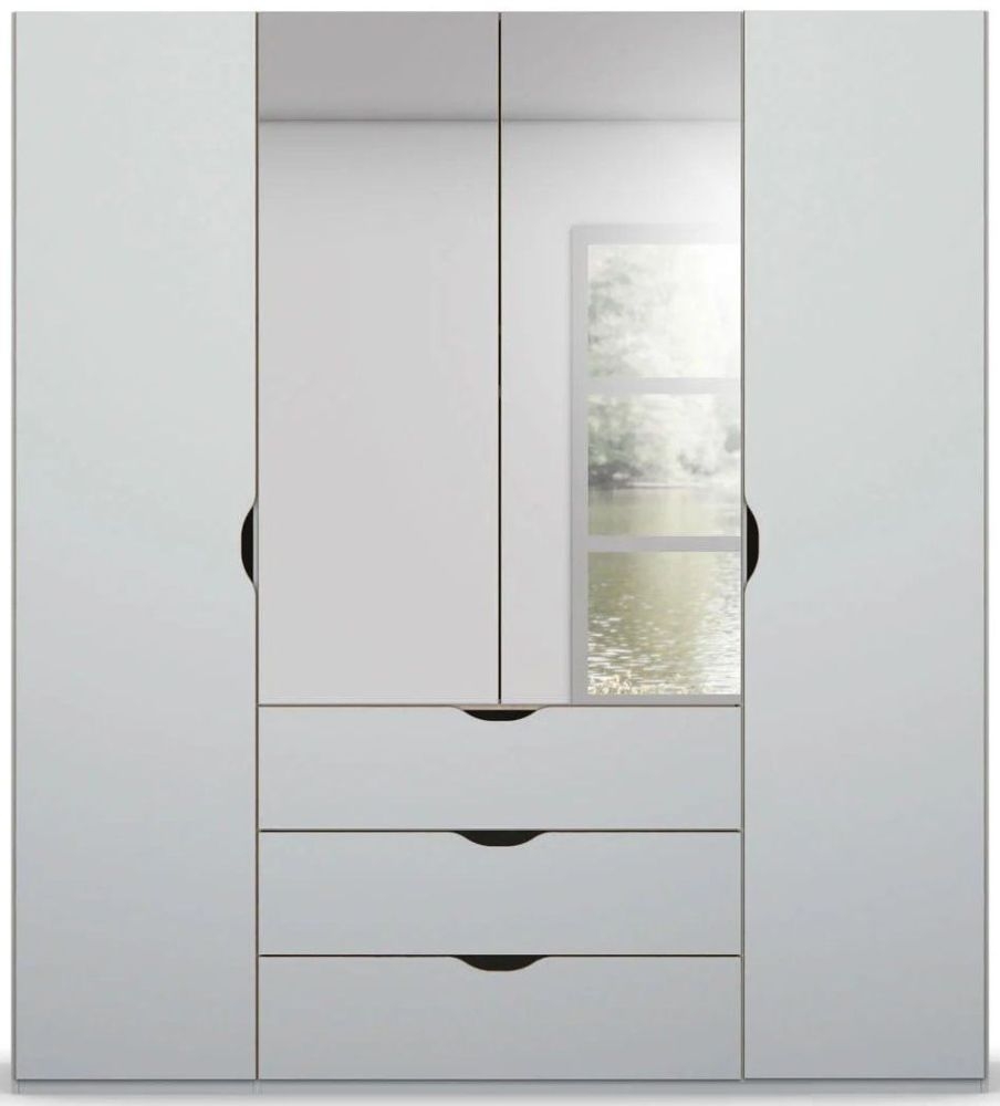 Rauch Lias 4 Door 2 Mirror Grey Combi Wardrobe 201cm