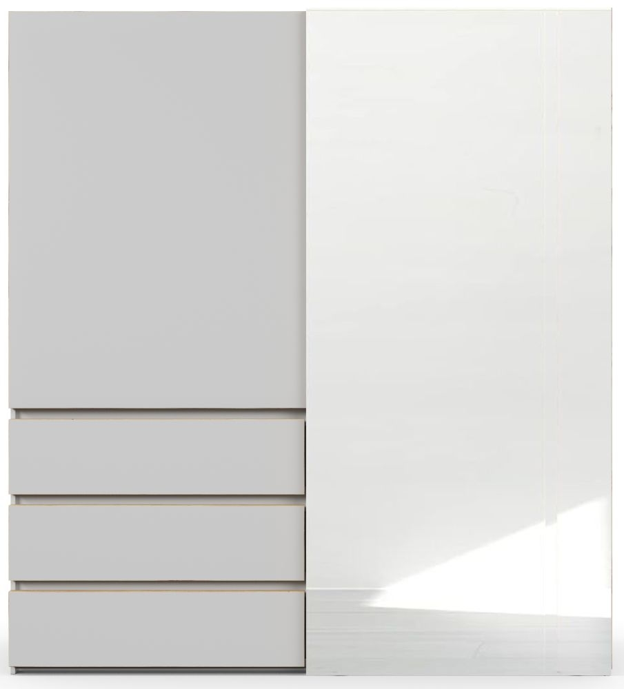 Rauch Lias 2 Door 1 Mirror Combi Grey Sliding Wardrobe 151cm