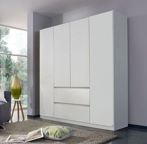 Rauch Mainz Alpine White 4 Door 2 Drawer Combi Wardrobe 181cm