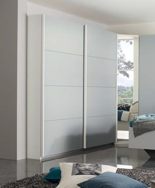 Rauch Memphis 2 Door Sliding Wardrobe In White And Silk Grey W 181cm