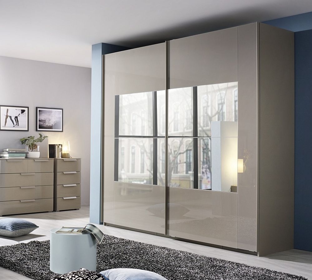 Rauch Miramar 2 Door Mirror Sliding Wardrobe In Silk Grey W 226cm