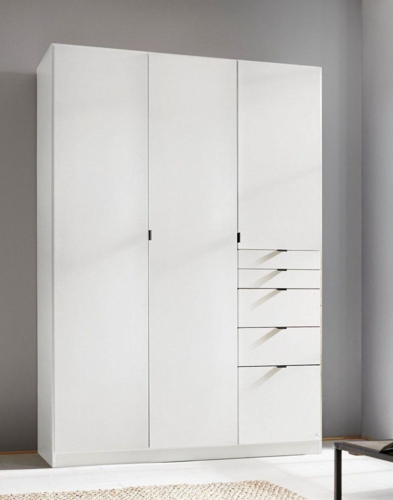 Rauch Ontario Alpine White 3 Door 5 Drawer Combi Wardrobe 136cm