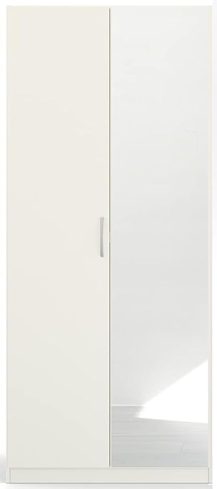 Rauch Quadraspin 2 Door 1 Mirror White Wardrobe 91cm